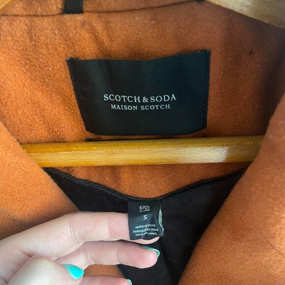 Scotch & Soda Bright Orange Full Length Trench Coat sz S - Picture 3 of 4